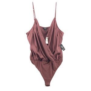 Express Mauve Bodysuit Size Large NEW NWT Surplice Neckline Adjustable Straps